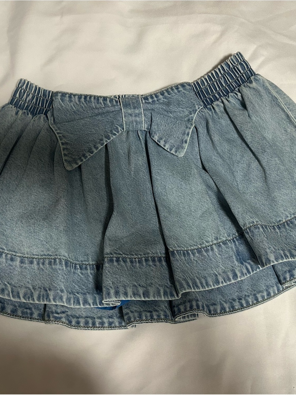 Denim Tiered Mini Shorts - Light Blue